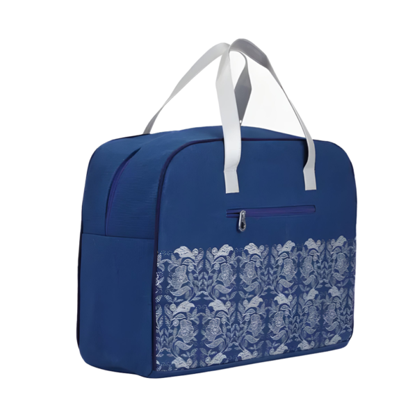 Blue Printed Jute Travelling Bag